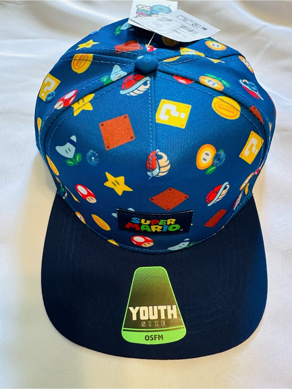 Nintendo Super Mario Blue Patterned Youth Snapback Hat